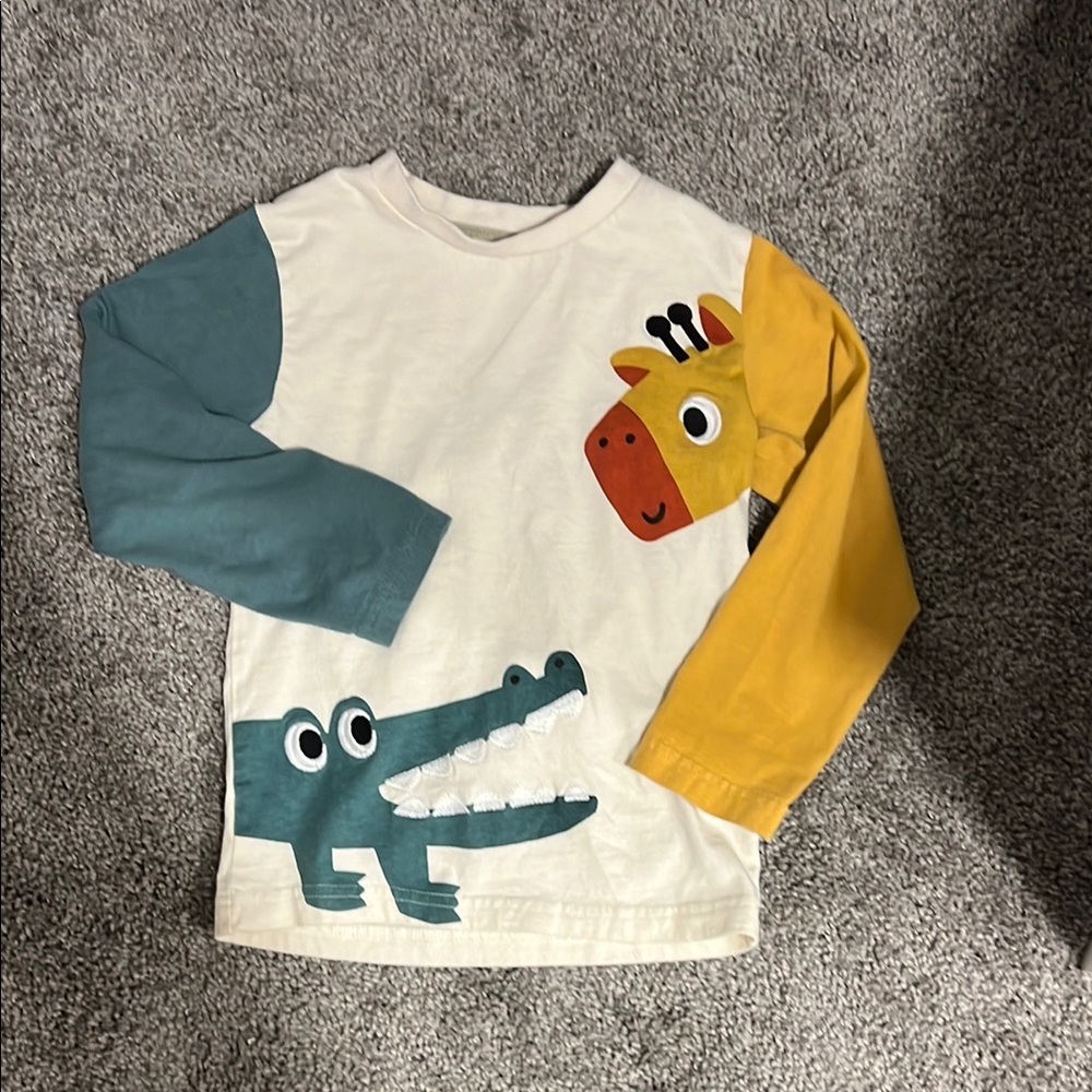 Next Cream and Green Long Sleeve Tee with Playful Design